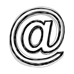 Poster - Line drawing of the at symbol, isolated vector image on transparent background