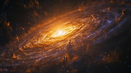 Wall Mural - a stunning, swirling galaxy with spirals of stars, dust clouds, and a glowing core in the center. .