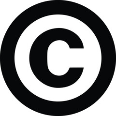 Poster - Bold black letter c centered inside a thick black circle graphic isolated on transparent background