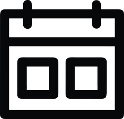 Poster - Bold black outline icon of a calendar with two dates highlighted isolated on transparent background