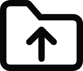 Fototapete - Bold black outline icon of a folder with an upward arrow isolated on transparent background