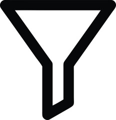 Poster - Bold black outline icon of a funnel shaped filter for data processing or analysis isolated on transparent background