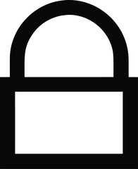 Poster - A bold black outline icon of a padlock with a round shackle isolated on transparent background
