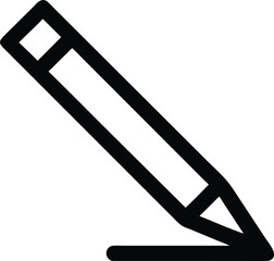 Poster - A bold black outline icon of a pencil placed diagonally on a transparent background isolated on transparent background