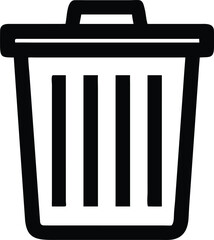 Poster - Bold black outline icon of a trash bin with a lid isolated on transparent background