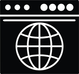 Poster - Clean vector style icon of a web browser window with navigation controls and content area isolated on transparent background