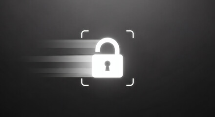 Poster - Abstract glowing padlock with security focus, representing data protection
