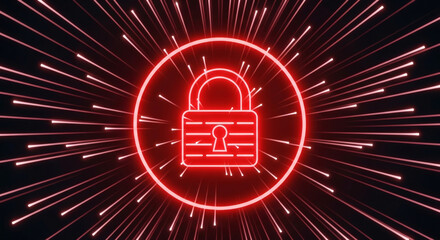 Poster - Secure digital protection with radiating light emphasizing cybersecurity concept