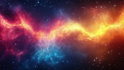 Poster - Vibrant cosmic nebula with swirling colors in deep space during a starry night