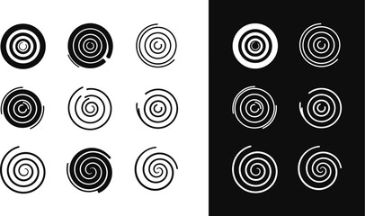 Poster - Swirls graphic set of spiral elements in black and white for design projects