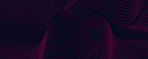 Poster - Abstract red background with dynamic curved lines and modern wave pattern design