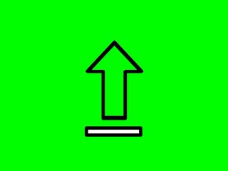 Poster - upload animation with black outline arrow filling from bottom to top. Simple data transfer concept.