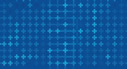 Poster - abstract blue background featuring a grid pattern of plus signs in varying shades of blue