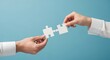 © Rasel Ai - Two hands connecting puzzle pieces, symbolizing teamwork and solutions