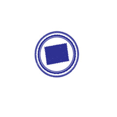 Poster - A blue postage stamp icon within a blue circle with a white background view