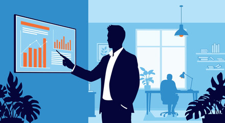 Poster - Business Presentation Of Financial Analytics By Executive In Modern Workplace