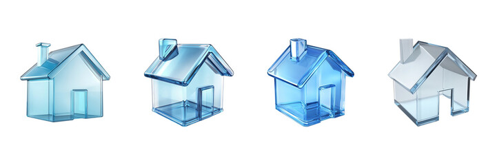 Poster - Glass House Models Set. Architectural Design And Innovation Collection Isolated On Transparent Background