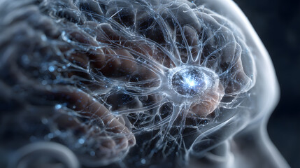 Poster - Mysteries of the Mind: A stunning depiction of the human brain's intricate neural network, offering a glimpse into the complex world of thought, consciousness, and cognitive function.