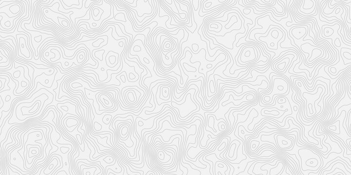Abstract modern stylized topo contour line topographic map lines pattern on a white background creating a minimal design element for wallpaper map background.
