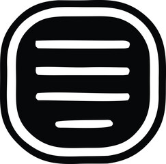 Aufkleber - Minimalist black and white icon featuring horizontal lines within an oval shape representing data or text organization