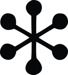 Poster - A stylized black six pointed star symbol with rounded ends on each arm representing connection or distribution