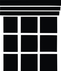 Poster - Abstract minimalist composition featuring a grid of nine solid black squares with a thick horizontal black bar above