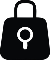 Poster - Stylized black silhouette of a handbag featuring a prominent white circular lock symbol with a keyhole shape