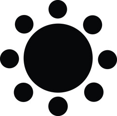 Poster - Abstract black circles arranged in a radial pattern around a larger central circle on a white background