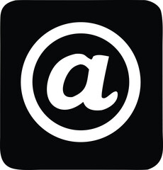 Poster - Simple white lowercase letter a enclosed within a thick white circle on a solid black background with rounded corners
