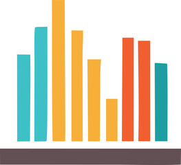 Poster - A colorful abstract bar graph with varying heights and colors representing data and growth against a white background