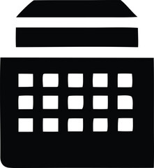 Poster - Stylized black and white icon depicting a calendar with a curved top and grid of dates