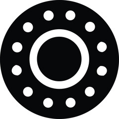 Poster - Abstract geometric circular design with a central void and a ring of evenly spaced white dots against a black background