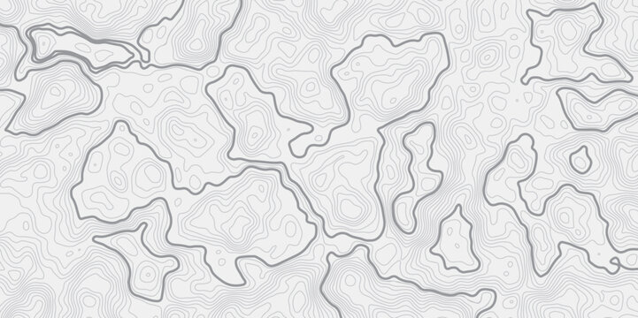 Abstract modern stylized topo contour line topographic map lines pattern on a white background creating a minimal design element for wallpaper map background.
