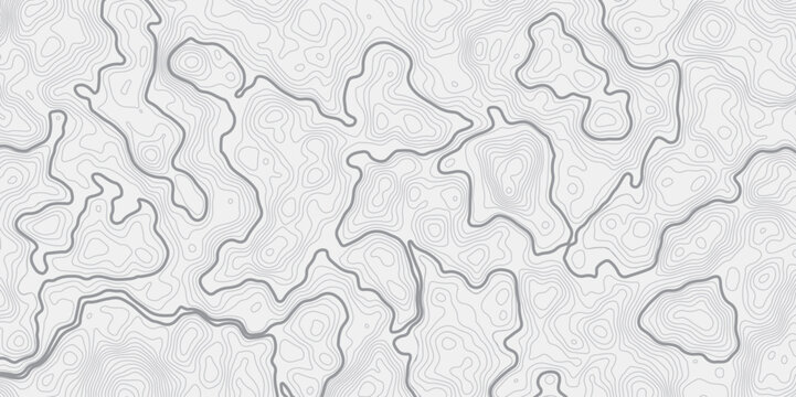 Abstract modern stylized topo contour line topographic map lines pattern on a white background creating a minimal design element for wallpaper map background.
