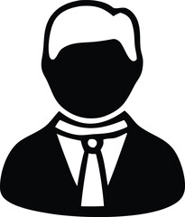 Poster - Stylized black silhouette icon of a professional man wearing a suit and tie representing business and corporate identity