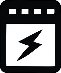 Poster - Simple black and white icon representing a calendar page with a lightning bolt symbol indicating an urgent event or important date