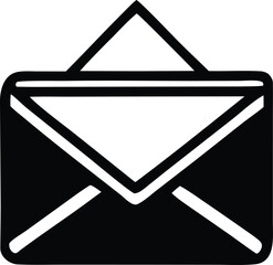 Poster - A simple black and white icon representing an open envelope with a triangular flap symbolizing communication and messages