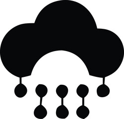 Poster - Abstract black cloud shape with dangling circular elements evoking a sense of digital rain or data transfer