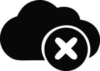 Poster - black cloud icon with a white cross inside a circle indicating cancellation or deletion of cloud ser