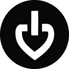 Poster - A stylized white heart shape with a vertical bar at the top enclosed within a black circle suggesting a power or start button