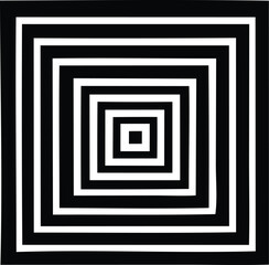 Aufkleber - Concentric squares optical illusion creating depth and movement with alternating black and white bands