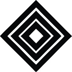 Poster - Concentric diamond shapes creating a modern geometric pattern with a central white square on a white background