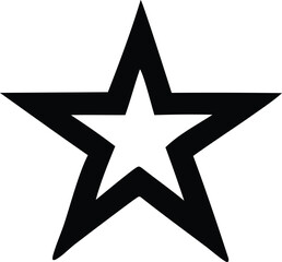 Poster - A bold thick black outline of a five pointed star with a clean white interior creating a striking geometric symbol against a plain white background