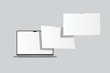 Wall Mural - 3d vector laptop screen with page website mockup. showcase websites, apps, or browser interfaces fra