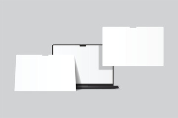 Wall Mural - 3d vector laptop screen with page website mockup. showcase websites, apps, or browser interfaces fra