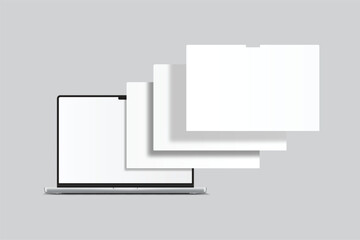 Wall Mural - 3d vector laptop screen with page website mockup. showcase websites, apps, or browser interfaces fra