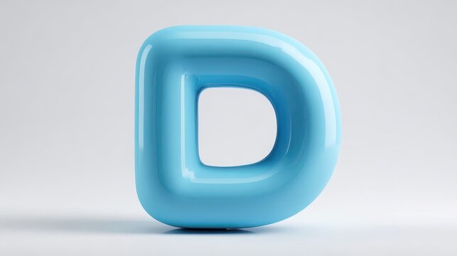 Glossy Blue Letter D on a Minimalist Background for Creative Design
