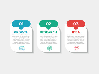 Aufkleber - Concept of arrow business model with 3 successive steps. Six colorful graphic elements. Timeline design for brochure, presentation. Infographic design layout
