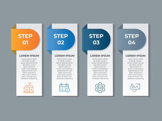 Aufkleber - Colourful infographic steps with text boxes. Business concept with 4 steps.