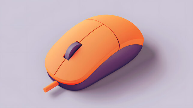 isometric 3d icon of a computer mouse orange